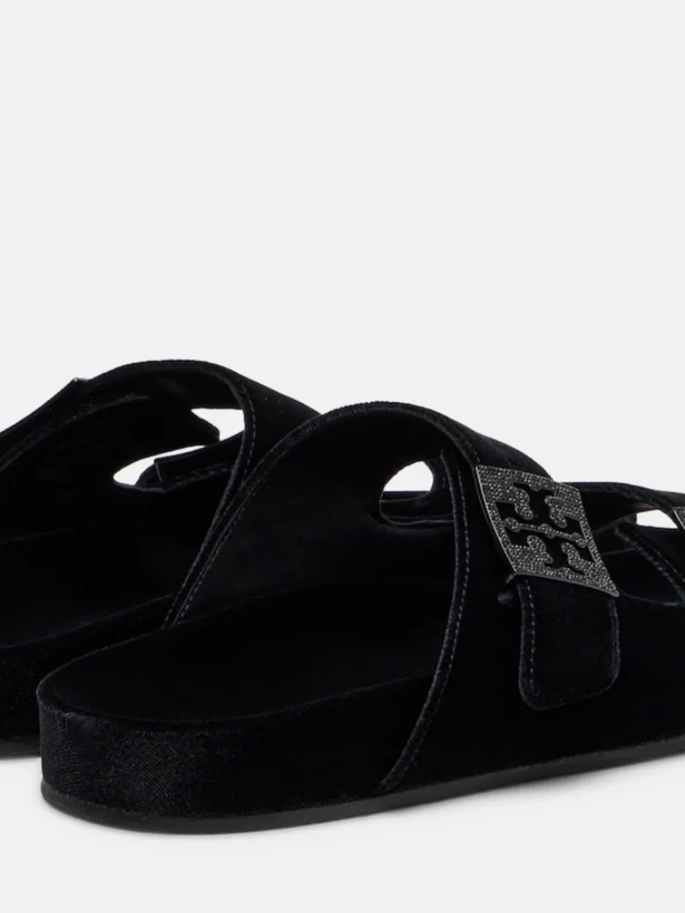 Tory Burch black Eleanor sandals velvet